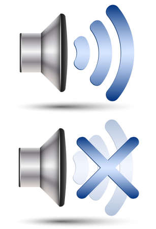 Sound turned on and turned off speaker iconのイラスト素材