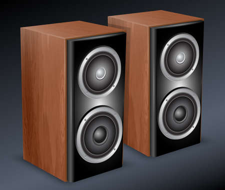 Wooden audio speakers. Vector illustrationのイラスト素材