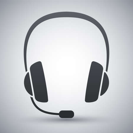 Vector headphones with microphone iconのイラスト素材