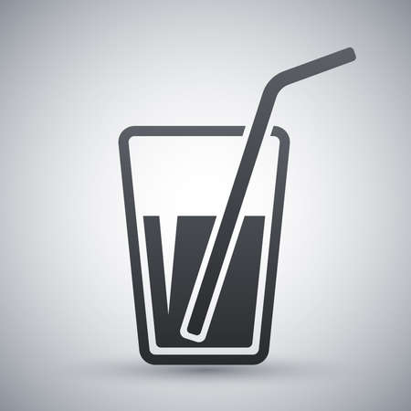 Vector glass with drinking straw iconのイラスト素材