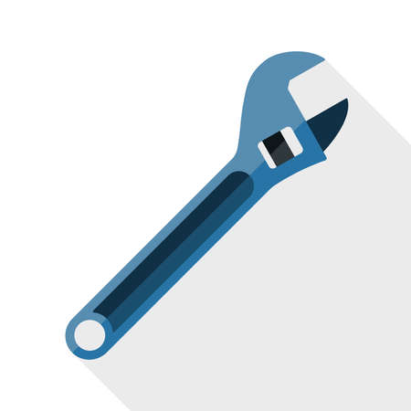 Adjustable wrench icon with long shadow on white backgroundのイラスト素材