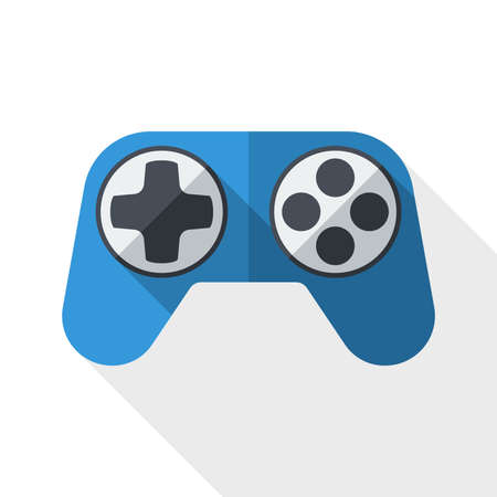 Gamepad icon with long shadow on white background