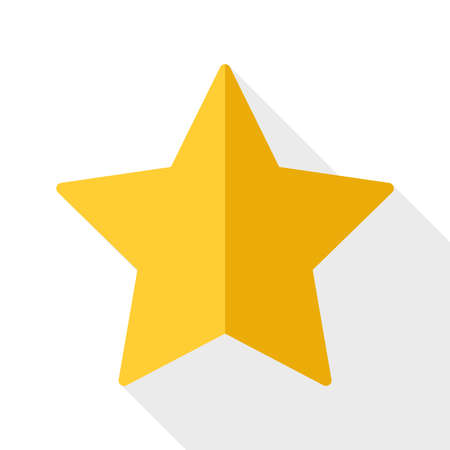 Gold star icon with long shadow on white backgroundのイラスト素材