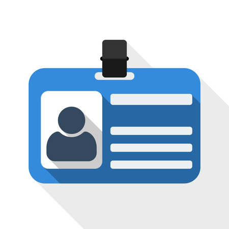 Identification card flat icon with long shadow on white backgroundのイラスト素材