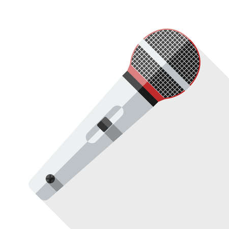 Microphone flat icon with long shadow on white backgroundのイラスト素材