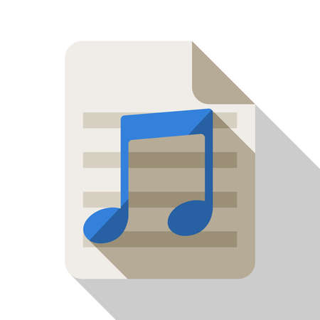 Music note flat icon with long shadow on white backgroundのイラスト素材
