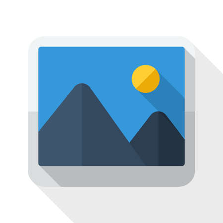Photograph icon with long shadow on white backgroundのイラスト素材