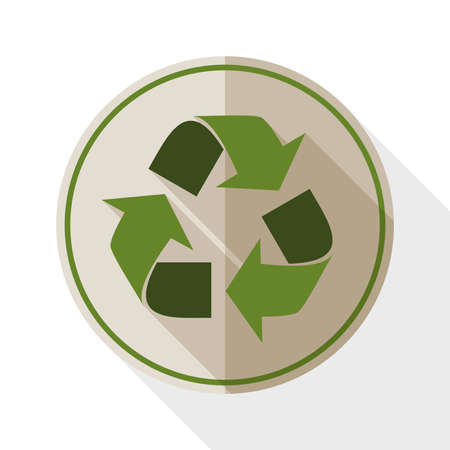 Recycle icon with long shadow on white backgroundのイラスト素材