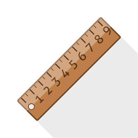 Ruler icon with long shadow on white backgroundのイラスト素材