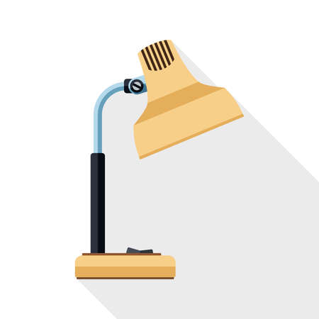 Table lamp icon with long long shadow on white backgroundのイラスト素材