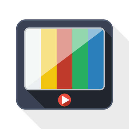 TV flat icon with long shadow on white backgroundのイラスト素材