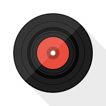 Vinyl record flat icon with long shadow on white backgroundのイラスト素材