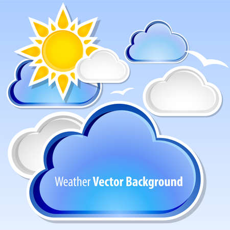 Weather vector background with sunshine and cloudsのイラスト素材