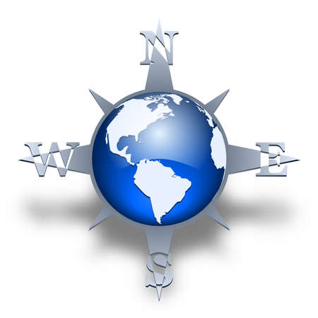 Glossy globe and compass, vectorのイラスト素材