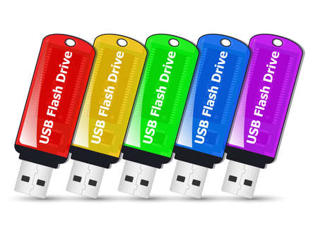 Colored USB flash drive icon, vectorのイラスト素材