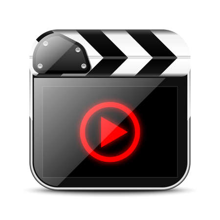 Clap board icon with play signのイラスト素材
