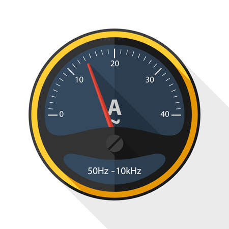 Ammeter icon with long shadow on white backgroundのイラスト素材