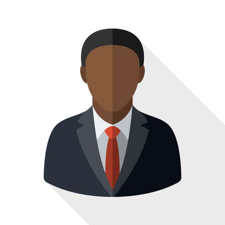 Black male user icon with long shadow on white backgroundのイラスト素材