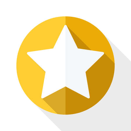 Golden star icon with long shadow on white backgroundのイラスト素材