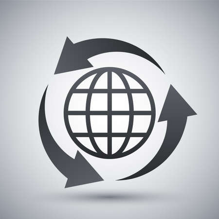 Vector globe icon and recycle signのイラスト素材