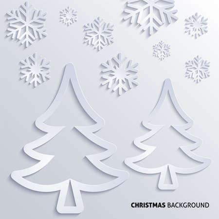 Winter background with christmas tree and snowflakesのイラスト素材