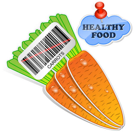 Healthy food icon from paper carrots stickers. Vector illustrationのイラスト素材