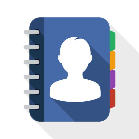 Address book flat icon with long shadow on white backgroundのイラスト素材