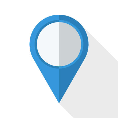 Map pointer icon with long shadow on white backgroundのイラスト素材