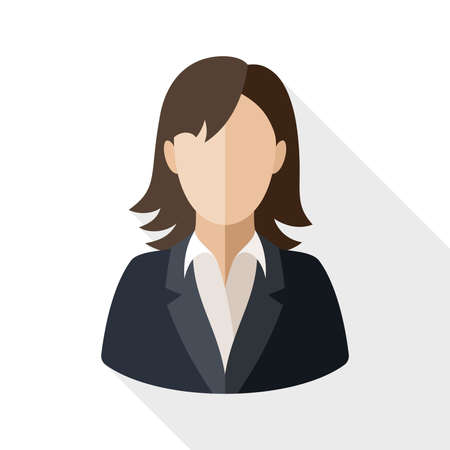 Female user icon with long shadow on white backgroundのイラスト素材
