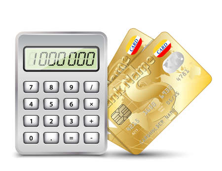 Calculator with two gold credit cardsのイラスト素材