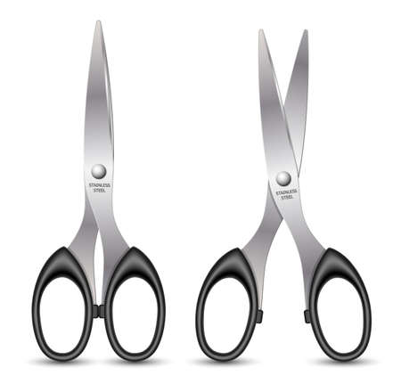 Open and closed scissors on a white background. Vector illustrationのイラスト素材
