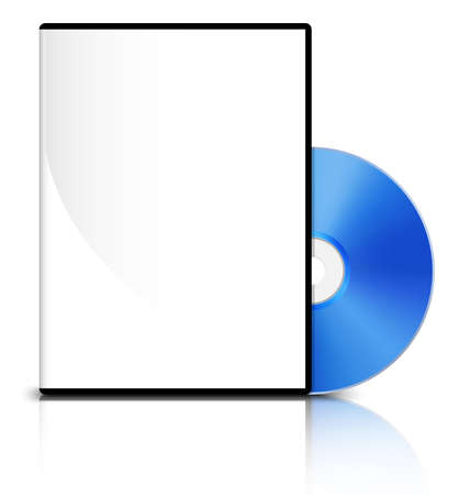 DVD case with a blank cover and shiny blue DVD diskのイラスト素材