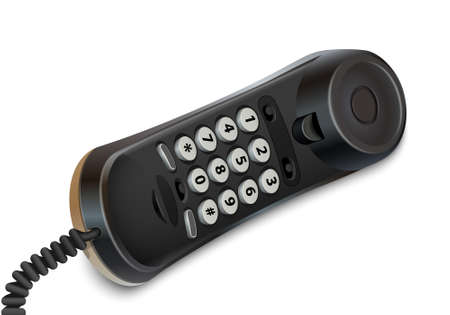 Telephone handset with cord on white background. Realistic vector illustrationのイラスト素材