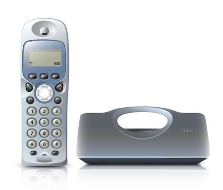 Wireless phone with cradle. Vector illustrationのイラスト素材