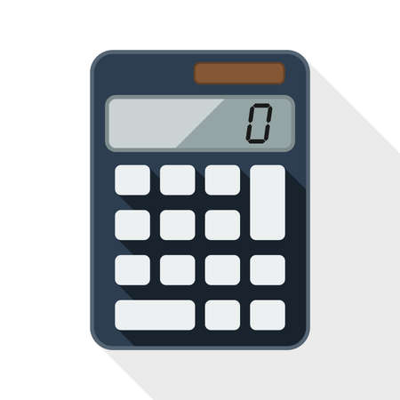 Calculator flat icon with long shadow on white backgroundのイラスト素材