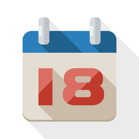 Calendar icon with long shadow on whiteのイラスト素材