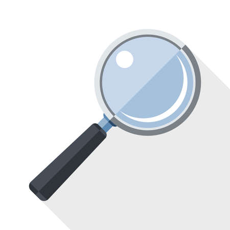 Magnifying glass icon with long shadow on white backgroundのイラスト素材
