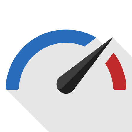 Speedometer flat icon with long shadow on white backgroundのイラスト素材