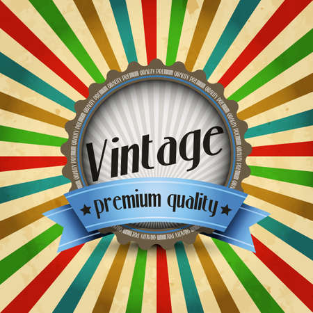 Vintage design template with badge and sunbeamsのイラスト素材
