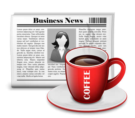 Newspaper with cup of coffee. Vector Illustrationのイラスト素材