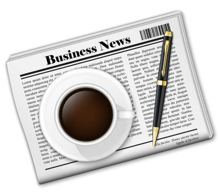 Vector newspaper with coffee cup and penのイラスト素材