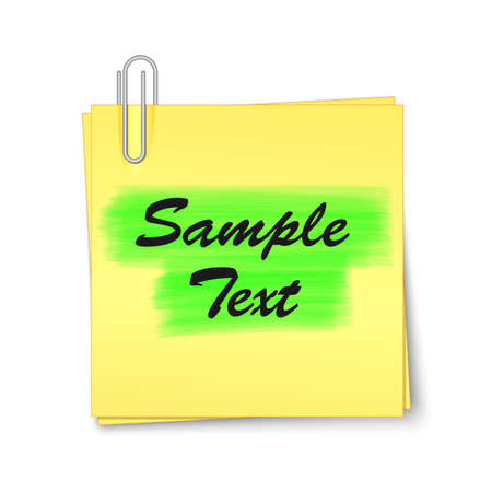 Vector yellow sticky paper with paper clipのイラスト素材