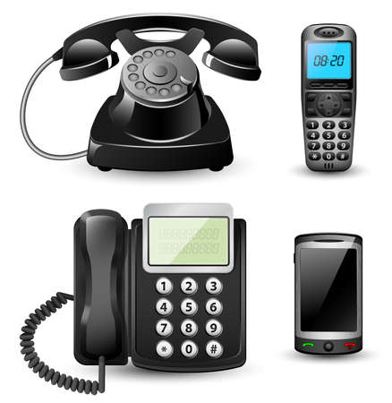 Vector telephone sets isolated on white backgroundのイラスト素材