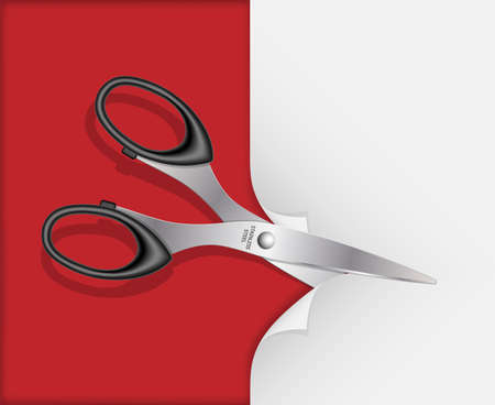 Scissors that cut paper. Vector illustrationのイラスト素材