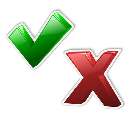 Check mark stickers Yes and No. Vector Illustrationのイラスト素材