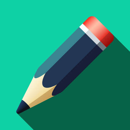 Flat pencil icon with long shadowのイラスト素材