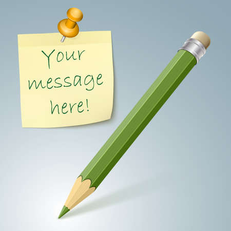 Green pencil and note on the paper. EPS10 Vectorのイラスト素材