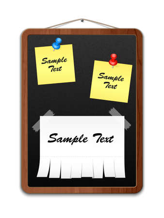 Some papers and push pins on the blackboard. Vectorのイラスト素材