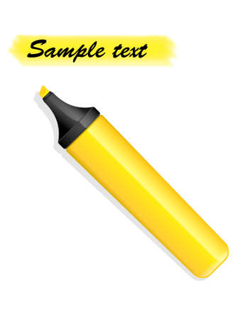 Yellow highlighter with inscription "Sample text" on the blank page. Vectorのイラスト素材