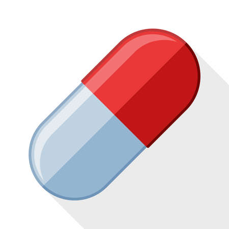 Capsule pill icon with long shadow on white backgroundのイラスト素材